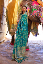 Teal Blue Kanjivaram Saree