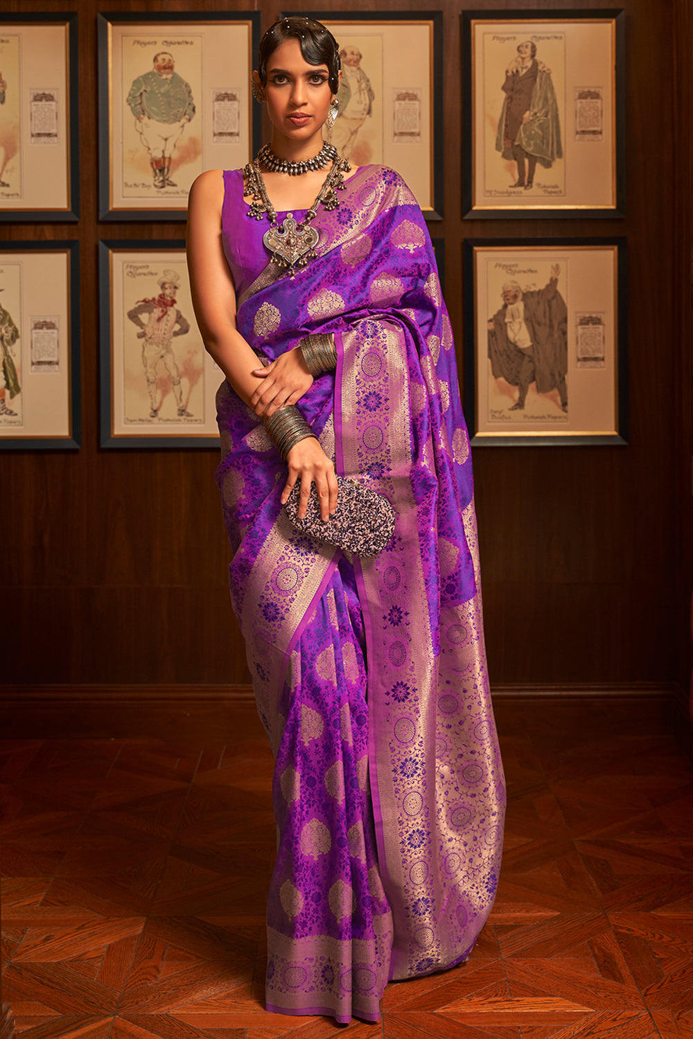 Fluorescent Violet Kanjivaram Saree