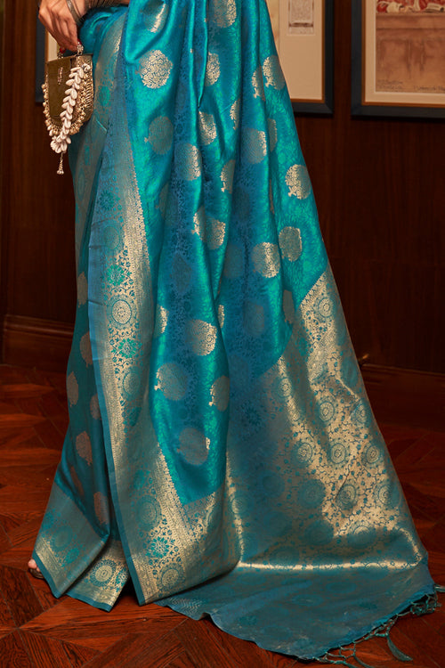 Azure Blue Kanjivaram Saree