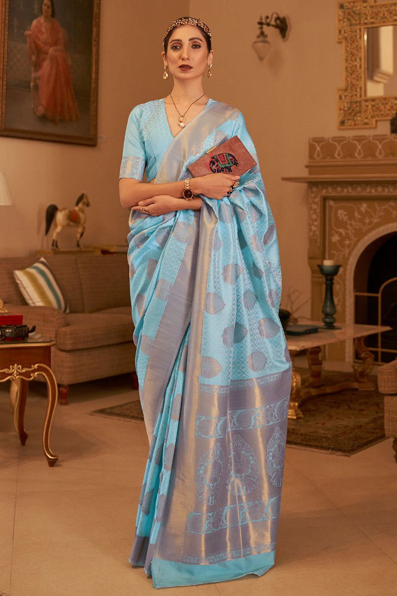Maya Blue Banarasi Silk Saree