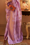 Lilac Purple Banarasi Silk Saree