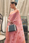 French Pink Linen Saree