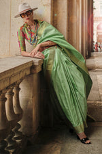 Pista Green Soft Silk Saree