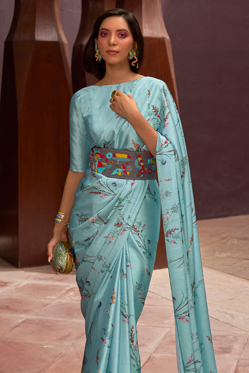 Maya Blue Digital Print Saree