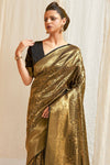Ebony Black Shimmery Kanjivaram Saree
