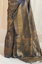 Denim Blue Shimmery Kanjivaram Saree