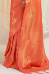 Fire Orange Shimmery Kanjivaram Saree
