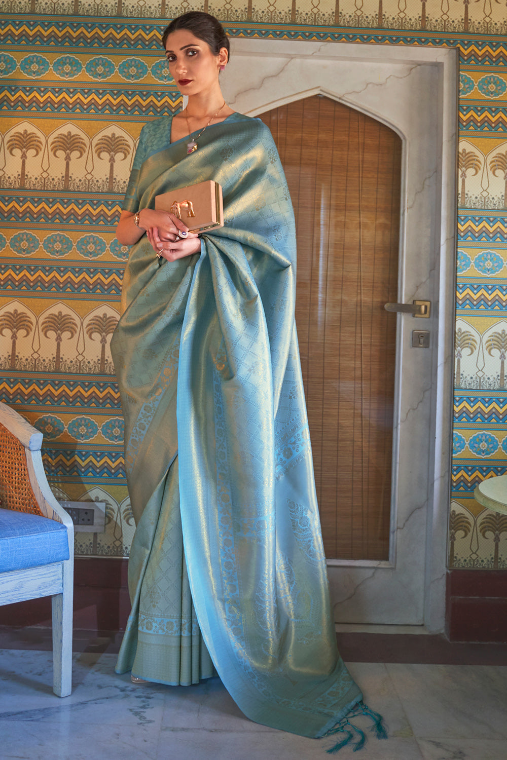 Light Blue Kanjivaram Saree