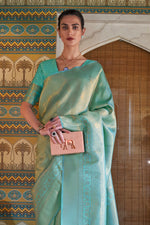 Artic Blue Kanjivaram Saree