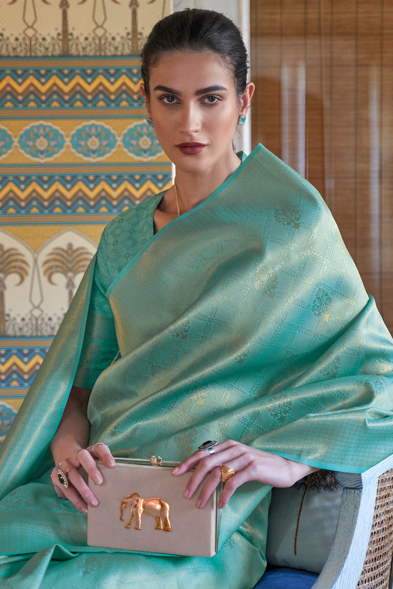 Artic Blue Kanjivaram Saree