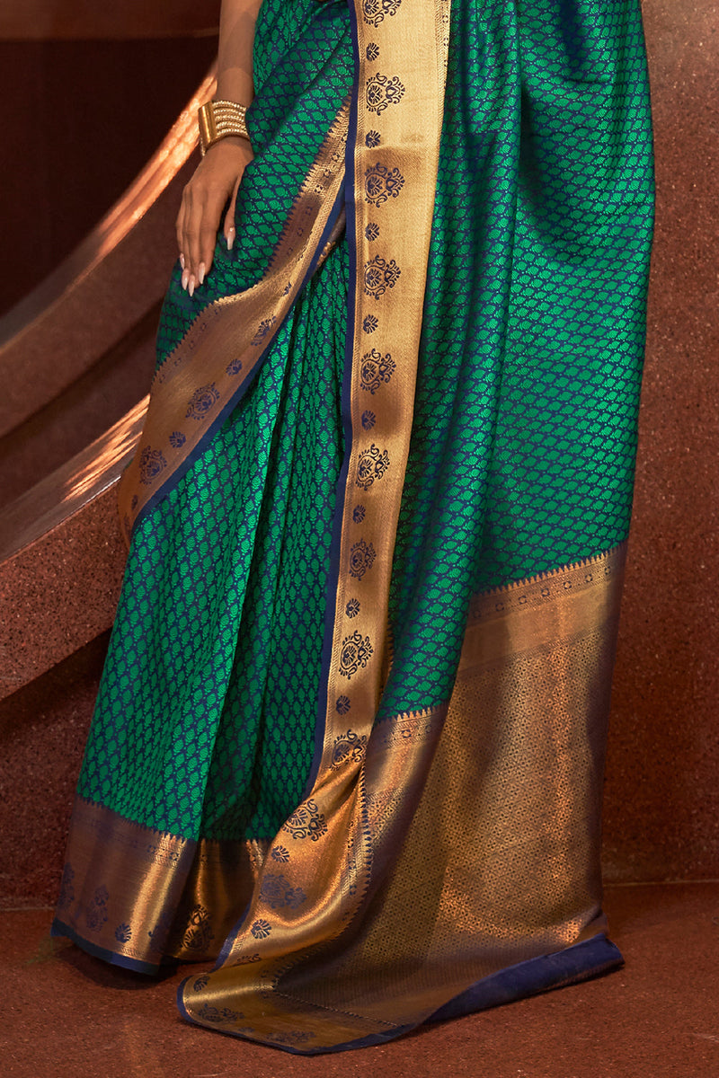 Teal Green Kanjivaram Saree
