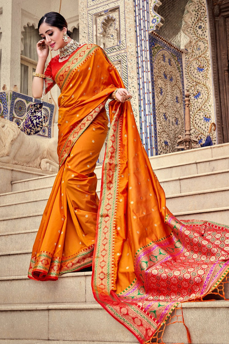 Royal Orange Banarasi Saree