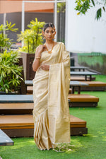 Ivory Cream Kanjivaram Saree