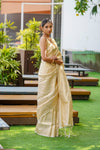 Ivory Cream Kanjivaram Saree