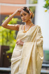 Ivory Cream Kanjivaram Saree