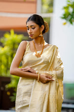 Ivory Cream Kanjivaram Saree