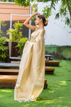 Beige Cream Kanjivaram Saree