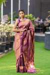 Wine Purple Kanjivaram Saree