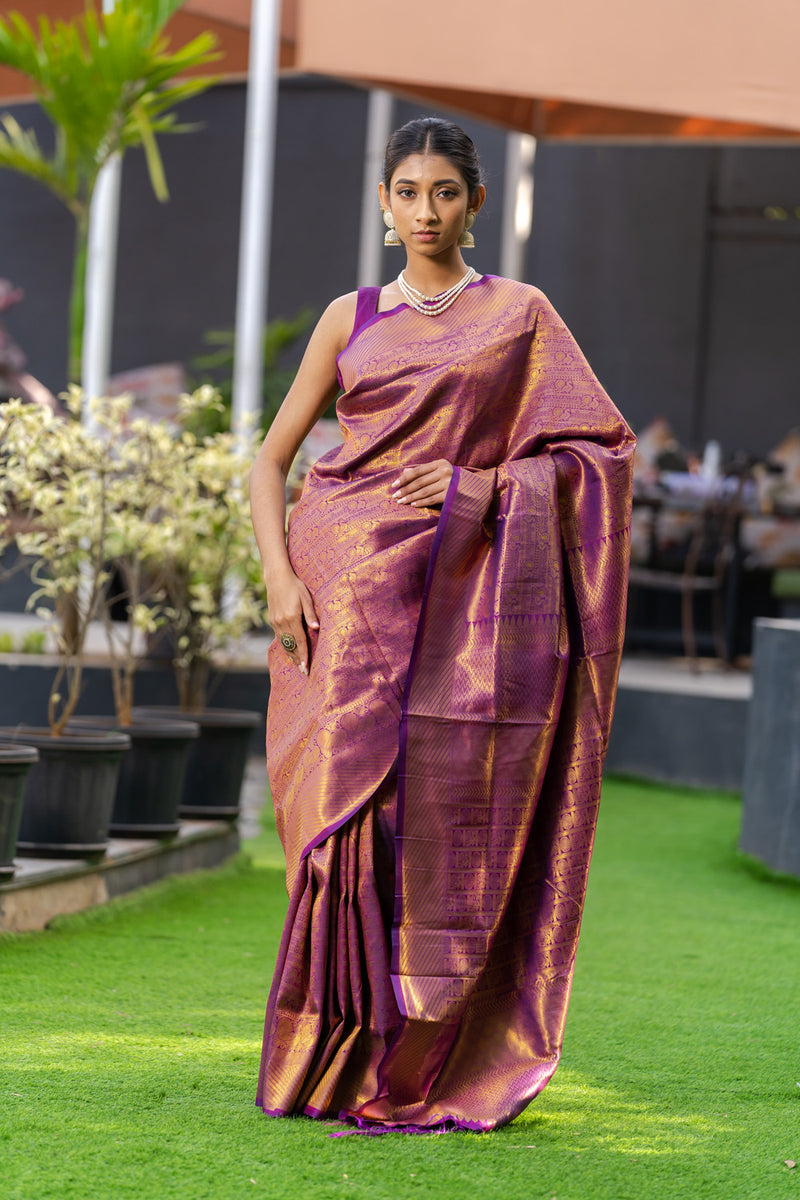 Wine Purple Kanjivaram Saree