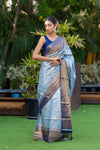 Cornflower Blue Kanjivaram Saree