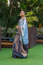 Cornflower Blue Kanjivaram Saree