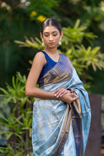 Cornflower Blue Kanjivaram Saree