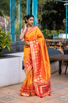 Spice Orange Designer Banarasi Saree