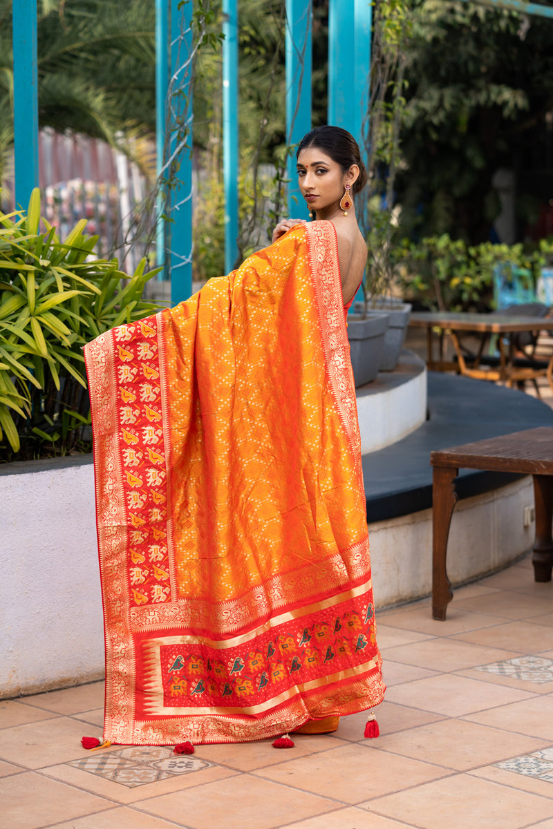 Spice Orange Designer Banarasi Saree