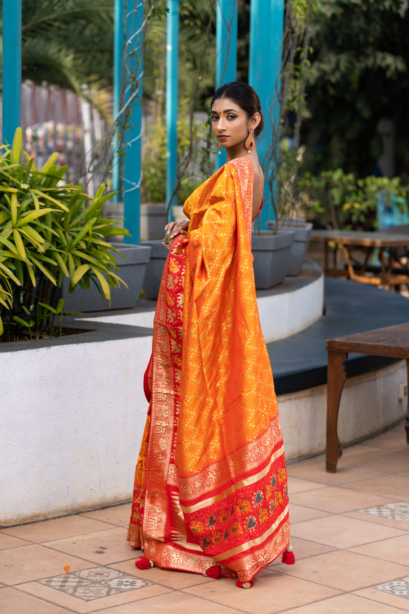 Spice Orange Designer Banarasi Saree