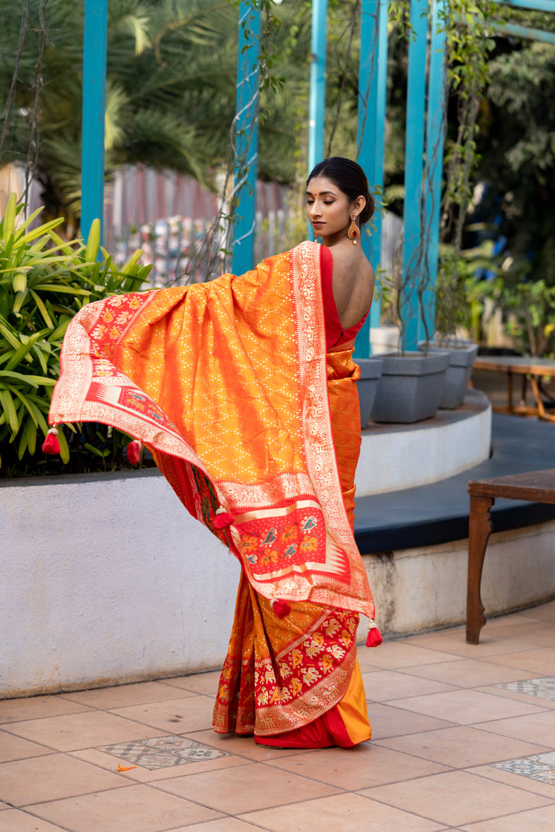 Spice Orange Designer Banarasi Saree