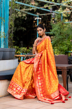 Spice Orange Designer Banarasi Saree