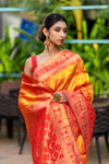 Amber Yellow Designer Banarasi Saree