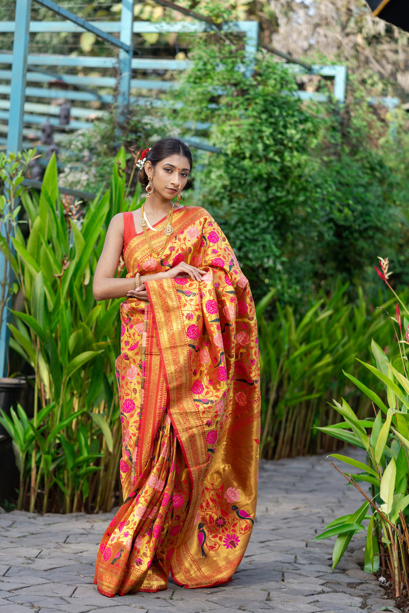 Crimson Red Paithani Saree