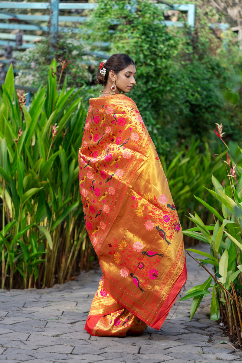 Crimson Red Paithani Saree