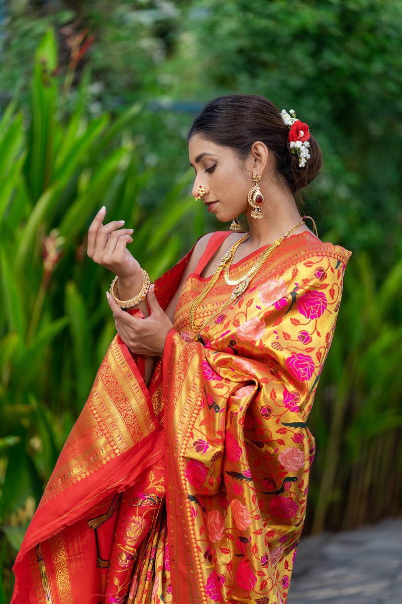 Crimson Red Paithani Saree