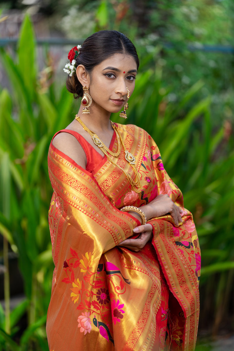 Crimson Red Paithani Saree