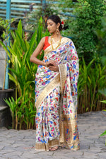 Pearl White Paithani Saree