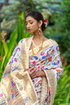 Pearl White Paithani Saree