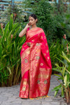 Signal Red Designer Banarasi Saree