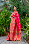 Signal Red Designer Banarasi Saree