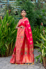 Signal Red Designer Banarasi Saree