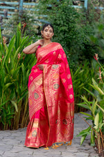 Signal Red Designer Banarasi Saree