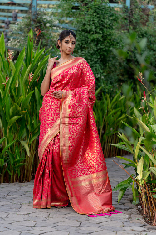 Crimson Pink Designer Banarasi Saree