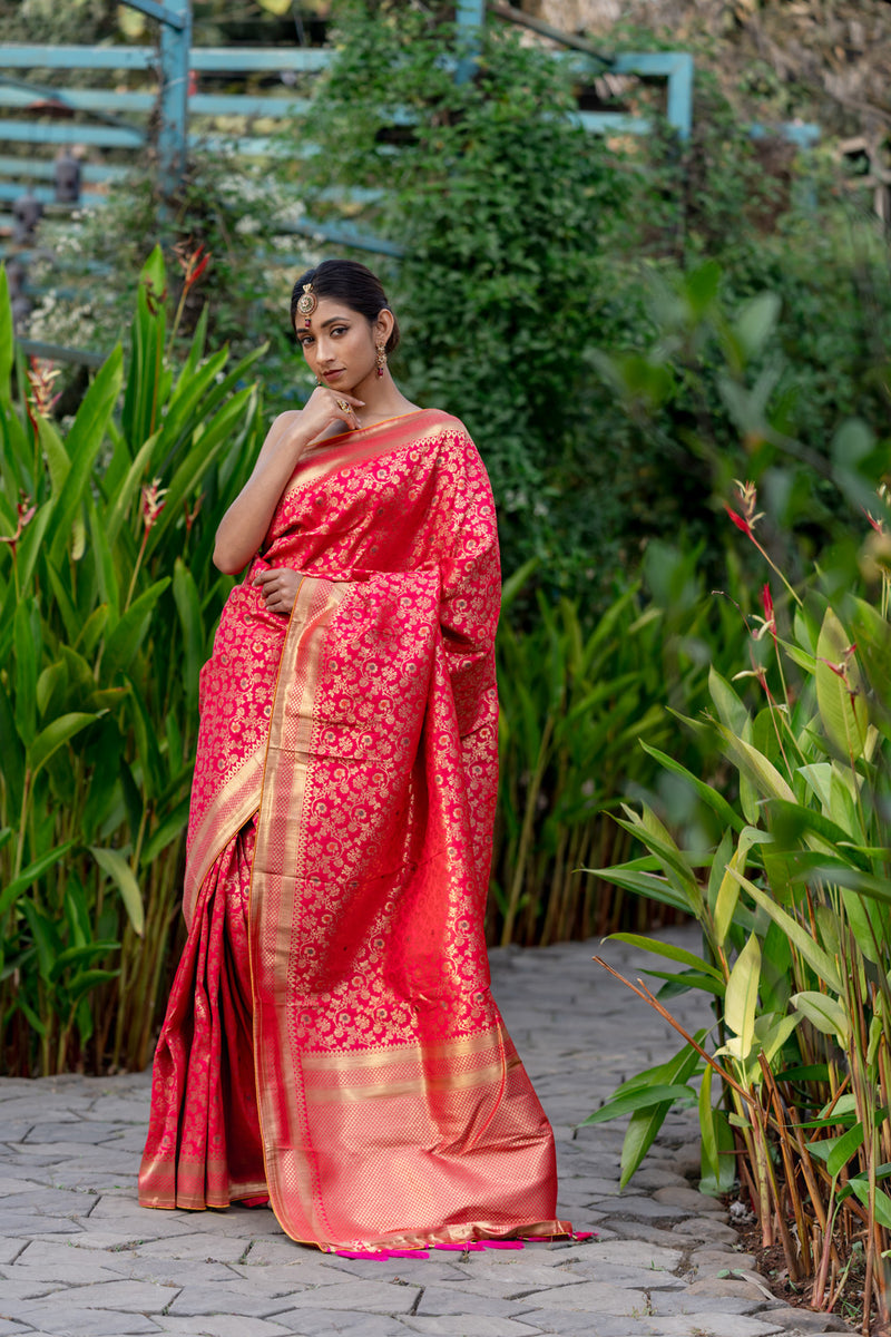 Crimson Pink Designer Banarasi Saree