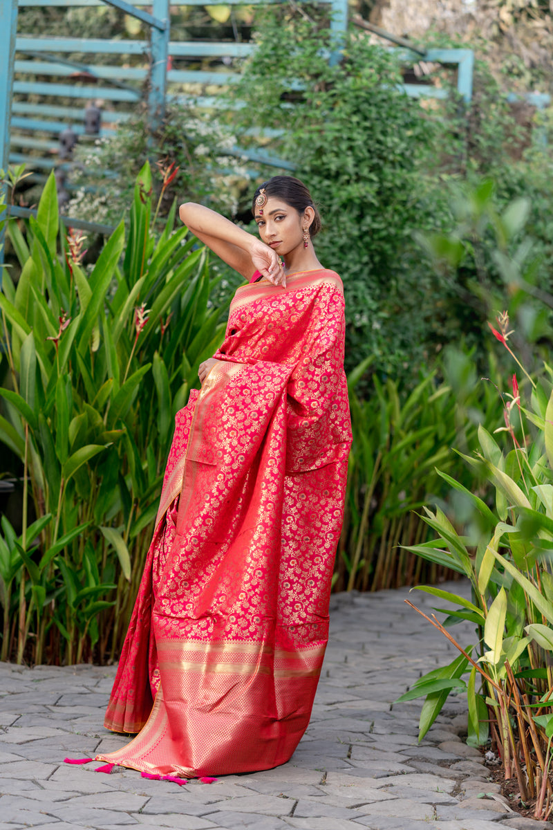 Crimson Pink Designer Banarasi Saree