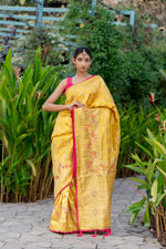 Munsel Yellow Designer Banarasi Saree