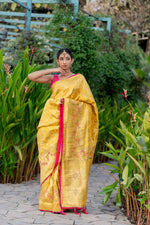 Munsel Yellow Designer Banarasi Saree
