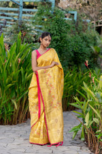 Munsel Yellow Designer Banarasi Saree