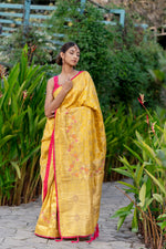 Munsel Yellow Designer Banarasi Saree