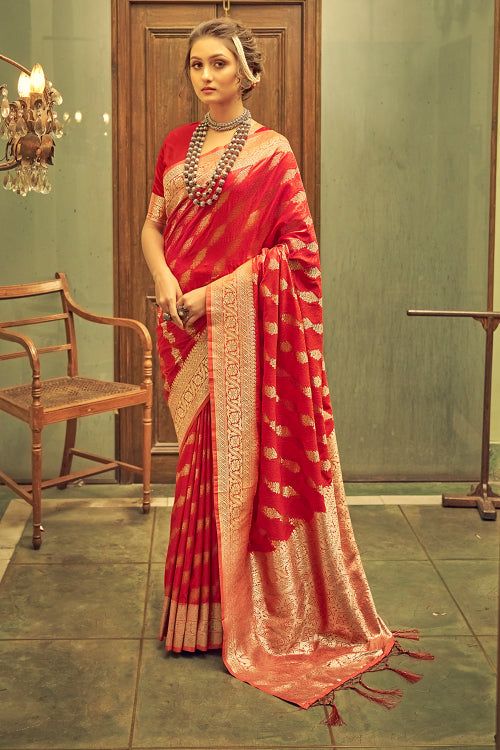 Passion Red Banarasi Silk Saree